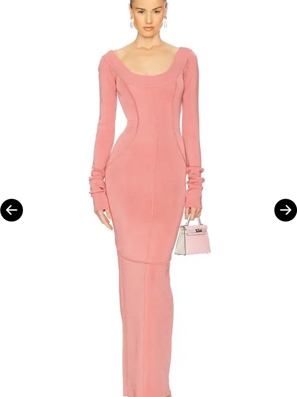 Helsa Scarlet Maxi Knit Dress in Pink - Long Sleeve Scoop Neck Pink Maxi Dress